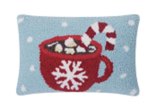 Peking Handicraft Giftable Pillows Hot Cocoa Hook Pillows, 8-inch Height, Polyester Filler with Zipper Closure, Home, Indoor
