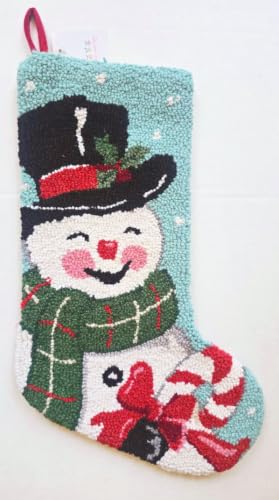 Peking Handicraft Jolly Tartan Holiday Snowman Hook Wool Christmas Stocking