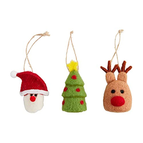 Mud Pie Boxed Felt Christmas Ornaments, Approx 3" x 2"