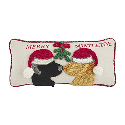 Mud Pie Holiday Pet Hook Wool Pillow, 8" x 18", Multi