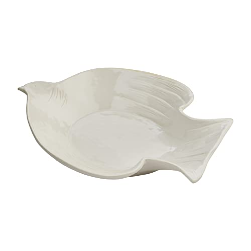 Mud Pie White Dove Stoneware Serving Bowl, White