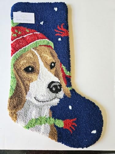 Peking Handicraft Beagle Hound Dog Hooked Christmas Stocking- Wool 21"