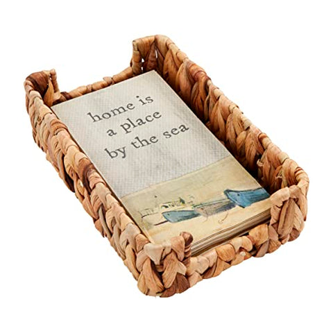 Mud Pie Watercolor Beach Guest Napkin, Napkin 7 3/4" x 4" | Basket 8 1/2" x 5 1/2"