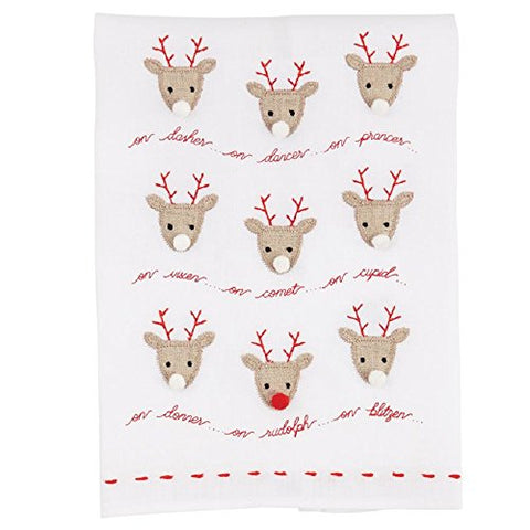 Mud Pie REINDEER LINEN TOWEL