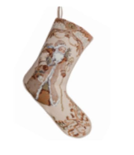 Peking Handicraft Embroidered Needlepoint Stockings Santa with Gift, 18-inch Height, Home, Indoor