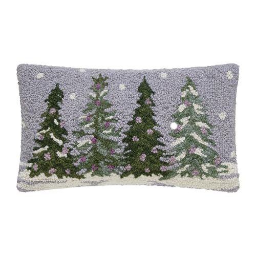 Peking Handicraft Christmas Trees Hook Pillow, 1 Piece,16 Inches, Lilac Multi