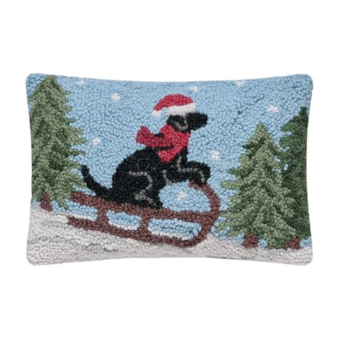 Peking Handicraft Winter Dog Hook Pillow, 1 Piece, 12 Inches, Blue Multi