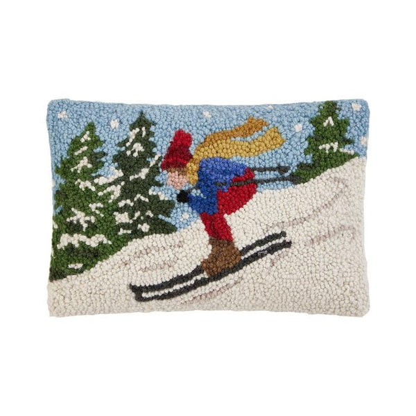Peking Handicraft Downhill Skier Hook Pillow, 12-Inch, Multicolor