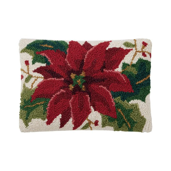Peking Handicraft Christmas Poinsettia Hook Pillow, 12-Inch, Multicolor