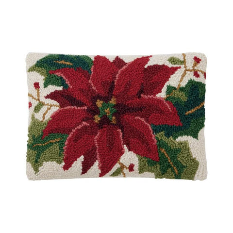 Peking Handicraft Christmas Poinsettia Hook Pillow, 12-Inch, Multicolor