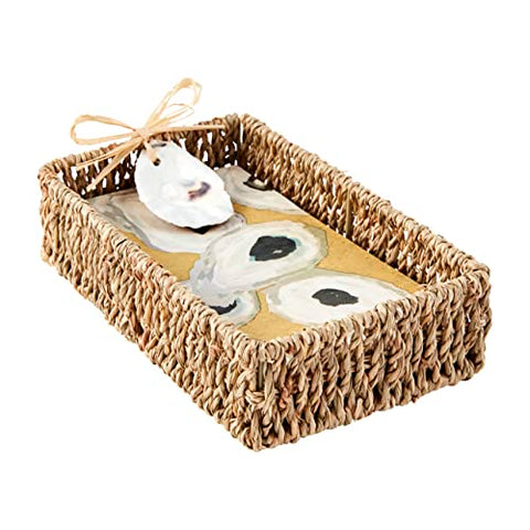 Mud Pie Oyster Powder Room Napkin Set, 8.5" x 5.5"