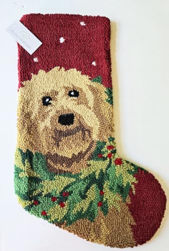 Peking Handicraft Goldendoodle Labradoodle Doodle Dog Hooked Christmas Stocking- Wool 21"