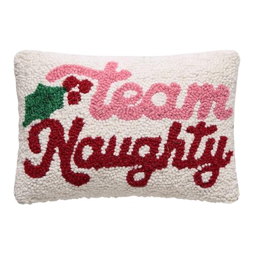 Peking Handicraft Team Naughty Hook Pillow, Throw Pillow, 1 Piece, 12 Inches, Red Pink Green Multi