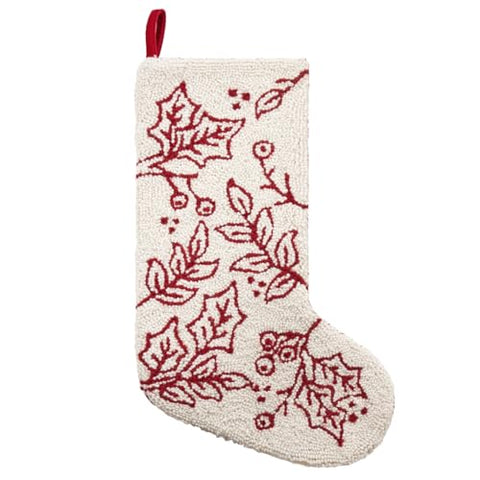 Peking Handicraft 31AV775MC 12 x 20 in. White Folk Foliage Hook Stocking Multi Color