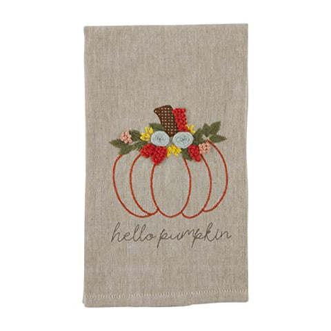 Mud Pie French Knot Towel, Hello 10.50" x 7.00"