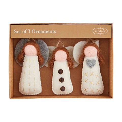 Mud Pie Boxed Angel Felt Christmas Ornaments, 4" x 2 1/2"