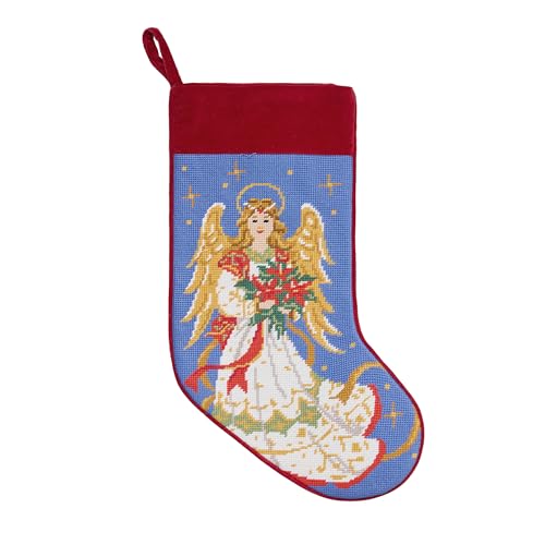 Peking Handicraft Angel Embroidered Needlepoint Stocking, 1 Set, 18 Inches, Multicolor