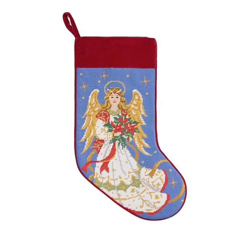 Peking Handicraft Angel Embroidered Needlepoint Stocking, 1 Set, 18 Inches, Multicolor