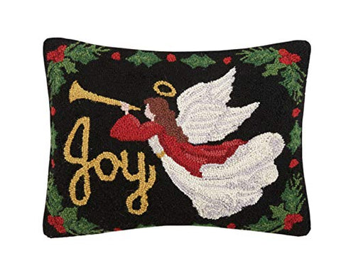 Peking Handicraft 31JES1651C20OB Embroidered Joy and Angel Holiday Hook Pillow, 20-inch Long