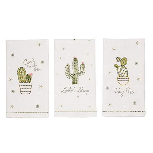 Mud Pie Embroidered Sequin Cactus Towels