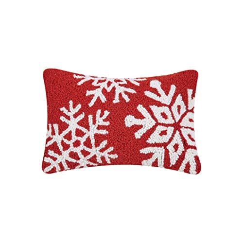 Peking Handicraft Snowflake Trio Christmas Hooked Pillow - 12" x 8"