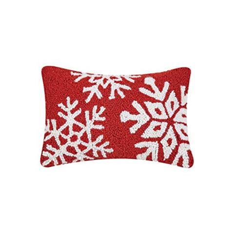 Peking Handicraft Snowflake Trio Christmas Hooked Pillow - 12" x 8"