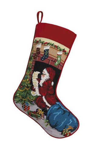 Peking Handicraft Santa's Christmas List Christmas Tree Needlepoint Stocking - 11" x 17"