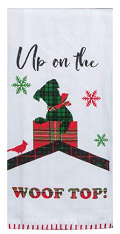 Kay Dee Designs - Holiday Hounds Up on The Woof Top Dog Flour Sack Dish Towel, Multi-Colored, 26x26