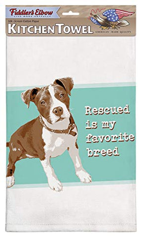 Fiddler's Elbow Rescued Favorite Breed Dog Cotton Pique Dish Towel - Pit Bull