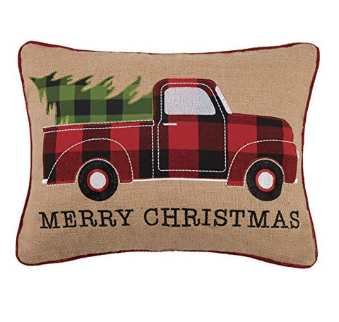 Mistletoe Seasonal Holiday Pillow, Red/Taupe