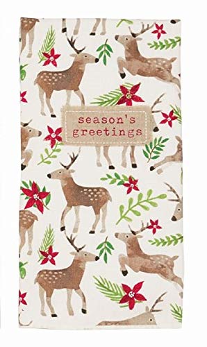 Mud Pie Christmas Deer Antler Embellished Dish Towels 28" x 21"