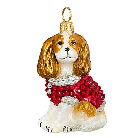 Joy To The World Blenheim Cavalier King Charles Spaniel in Crystal Coat Polish Christmas Ornament