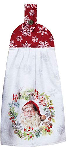 Kay Dee Victorian Santa Wreath Terry Kitchen Tie Dish Towel Designs