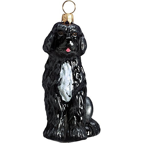 Joy to The World Collectibles European Blown Glass Pet Ornament, Portuguese Water Dog