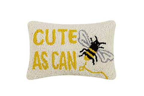 Peking Handicraft Cute as Can Bee Poly Filled Hook Pillow, 12-inch Length, Wool and Cotton