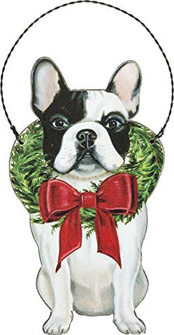 French Bulldog Wooden Dog Hanging Christmas Tree Ornament