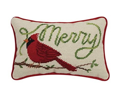 Peking Handicraft 31JES974C12OB Merry Cardinal Needlepoint Pillow, 12-inch Long, Wool and Cotton