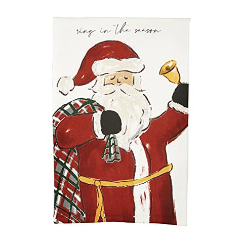 Mud Pie Printed Santa Bell Ringer Christmas Towel