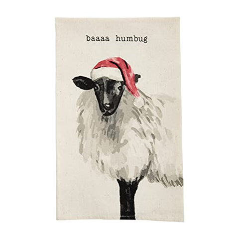 Mud Pie Farm Animal Watercolor Christmas Towel, Sheep, 26" x 16.5"