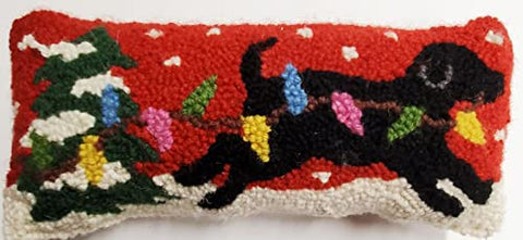 Peking Handicraft Bernese Mountain Dog Tree Lights Wool Pillow 5" x 12"