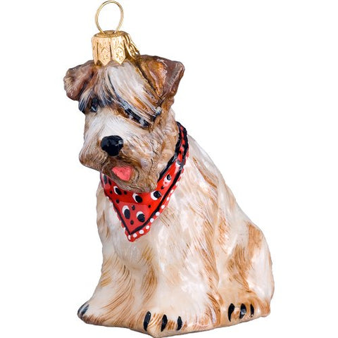 Soft Coated Wheaten Terrier with Bandana Glass Polish Christmas Ornament