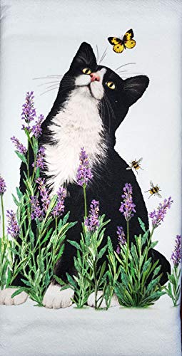 Mary Lake Thompson Lavender Cat Butterfly Dish Towel