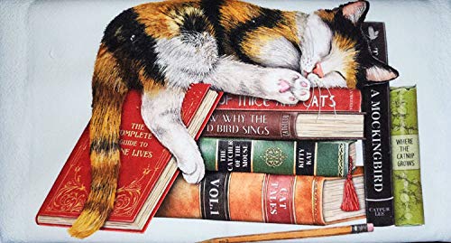 Mary Lake Thompson Literary Sleeping Book Cat Dish Towel