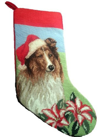 Shetland Sheepdog Sheltie Dog Needlepoint Christmas Stocking