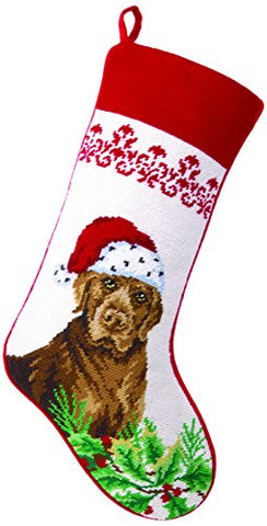 Peking Handicraft 31TA1404MC Chocolate Lab Needlepoint Stocking, 11x18, Multi Color