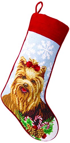 Peking Handicraft 31TA1294MC Yorkie Needlepoint Stocking, 11x18