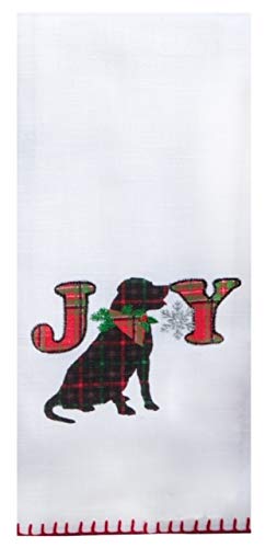 Kay Dee Designs -Holiday Tartan Dog Applique Joy, Dual Purpose Dish Towel, 16 x 26