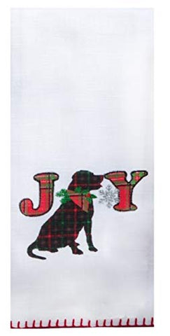 Kay Dee Designs -Holiday Tartan Dog Applique Joy, Dual Purpose Dish Towel, 16 x 26