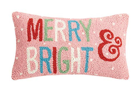 Peking Handicraft 31JES1669C16OB Merry and Bright Holiday Hook Pillow, 16-inch Long