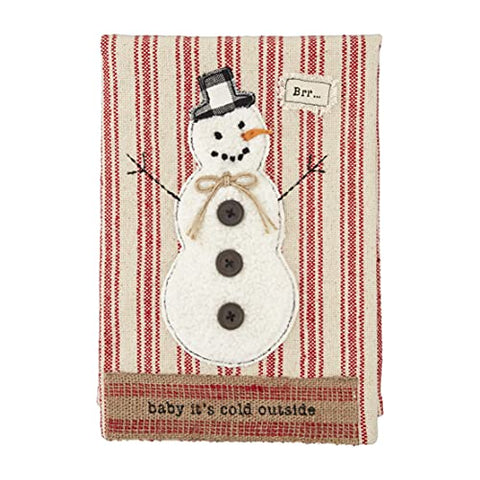 Mud Pie Christmas Applique Snowman Towel 21" x 14"